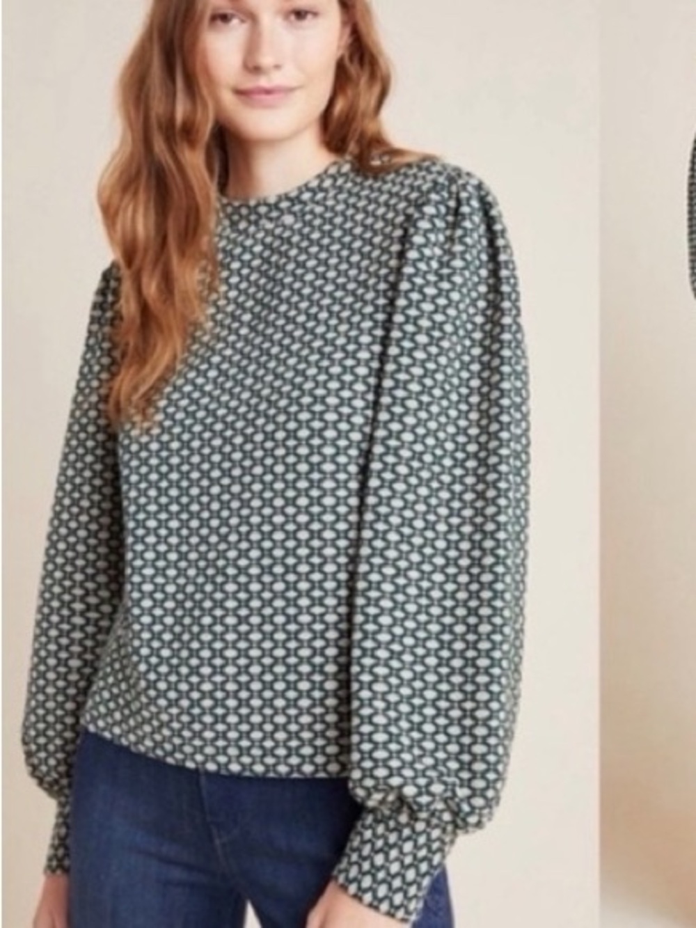 Anthropologie Maeve Geometric Print Puff-Sleeve Blouse - #239